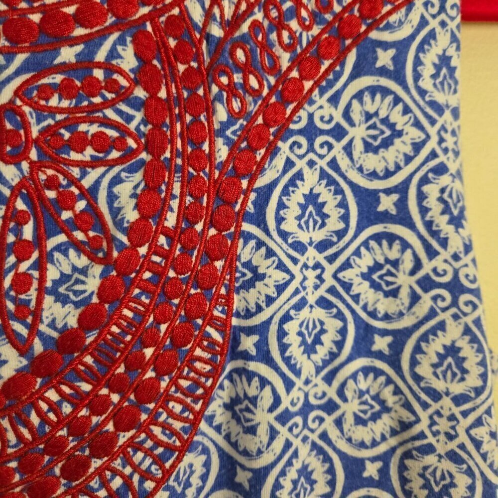 Vineyard Vines Tile Print Embroidered Jersey Knit Dress Size S - Picture 6 of 7